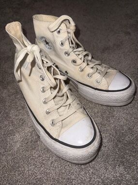 Converse High Top Sneakers in Natural Canvas with White Toe